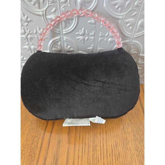 Purse Throw Pillow Black Lime Green Pink Beads And Handle - Picture 3 of 3